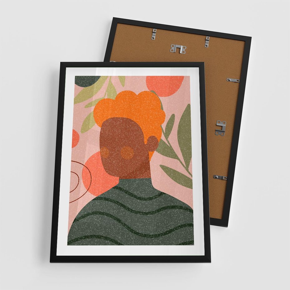 Plakat w ramie 50x70 - Kobieca Przestrzeń - nowoczesny plakat, styl retro - rama czarna