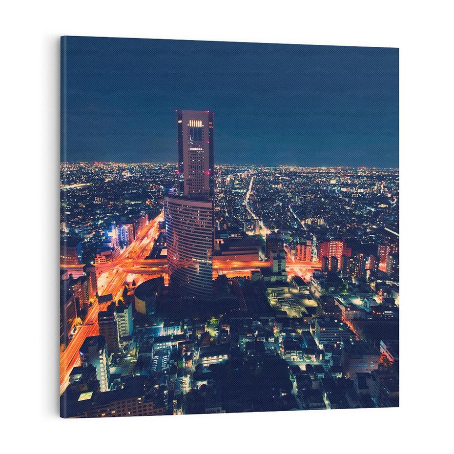 Obraz na płótnie 70x70 - światła i tradycja - Japonia, Tokio