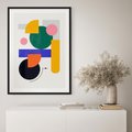 Plakat w ramie 40x50 - Przestrzenne Innowacje - nowoczesna sztuka, geometryczna kolorowa grafika - rama czarna