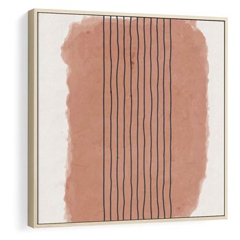 Obraz w ramie 80x80 - Rozmyte Widzenia - abstrakcyjna akwarelowa plama, nieregularne kreski - rama drewno