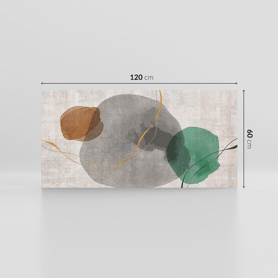 Obraz na płótnie 120x60 - Delikatne Plamy - akwarelowe plamy, złote linie