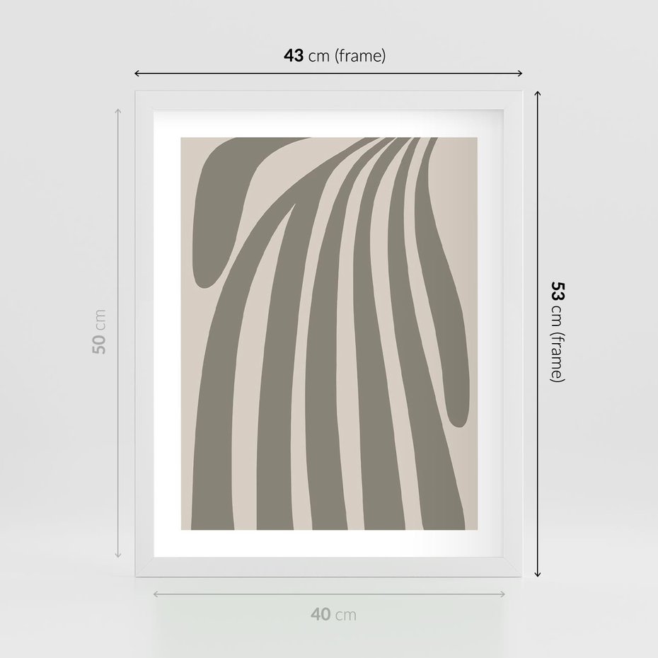 Plakat w ramie 40x50 - Beżowa Delikatność - nowoczesna sztuka, plakat modern - rama biała