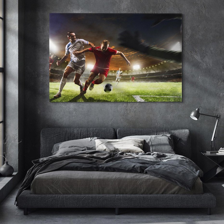 Obraz na płótnie 100x70 - Piłkarska pasja - piłkarz, stadion