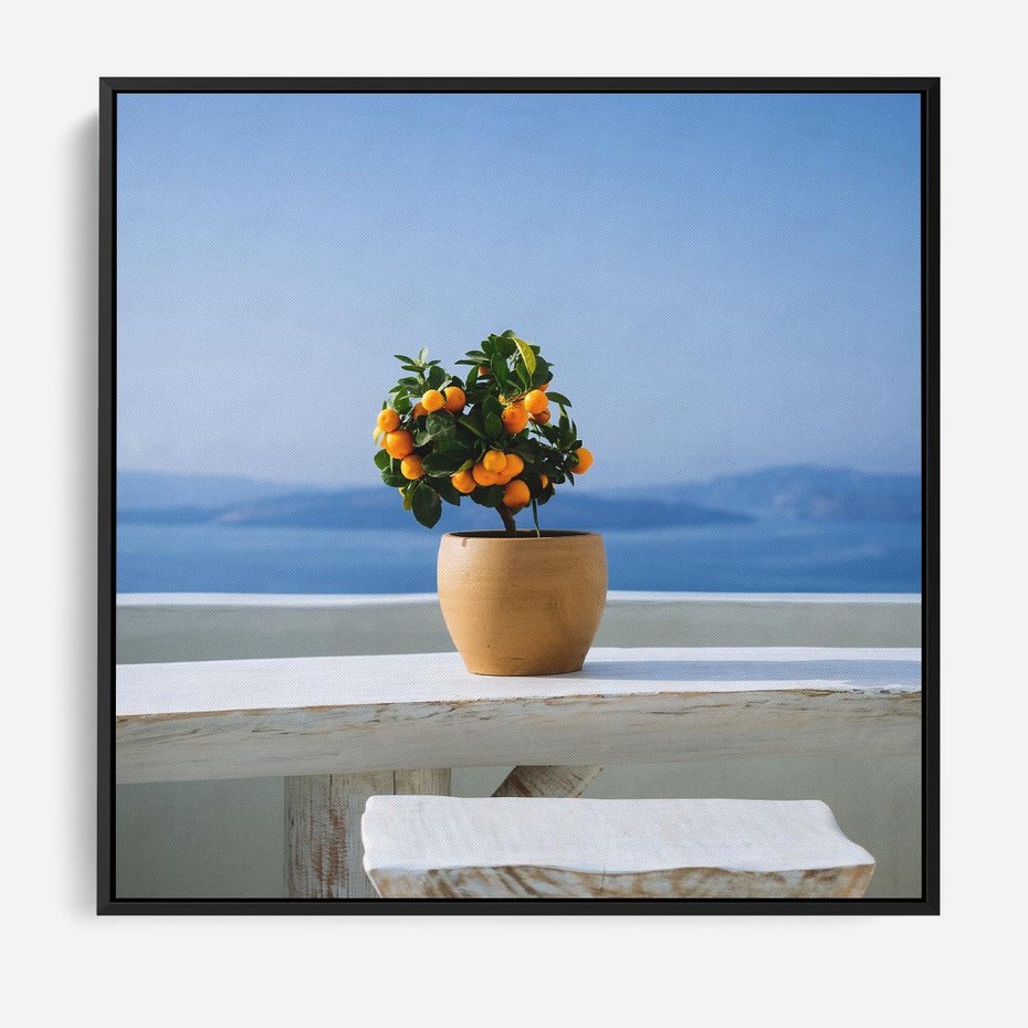 Obraz w ramie 50x50 - Uroki Santorini - Santorini, Grecja - rama czarna