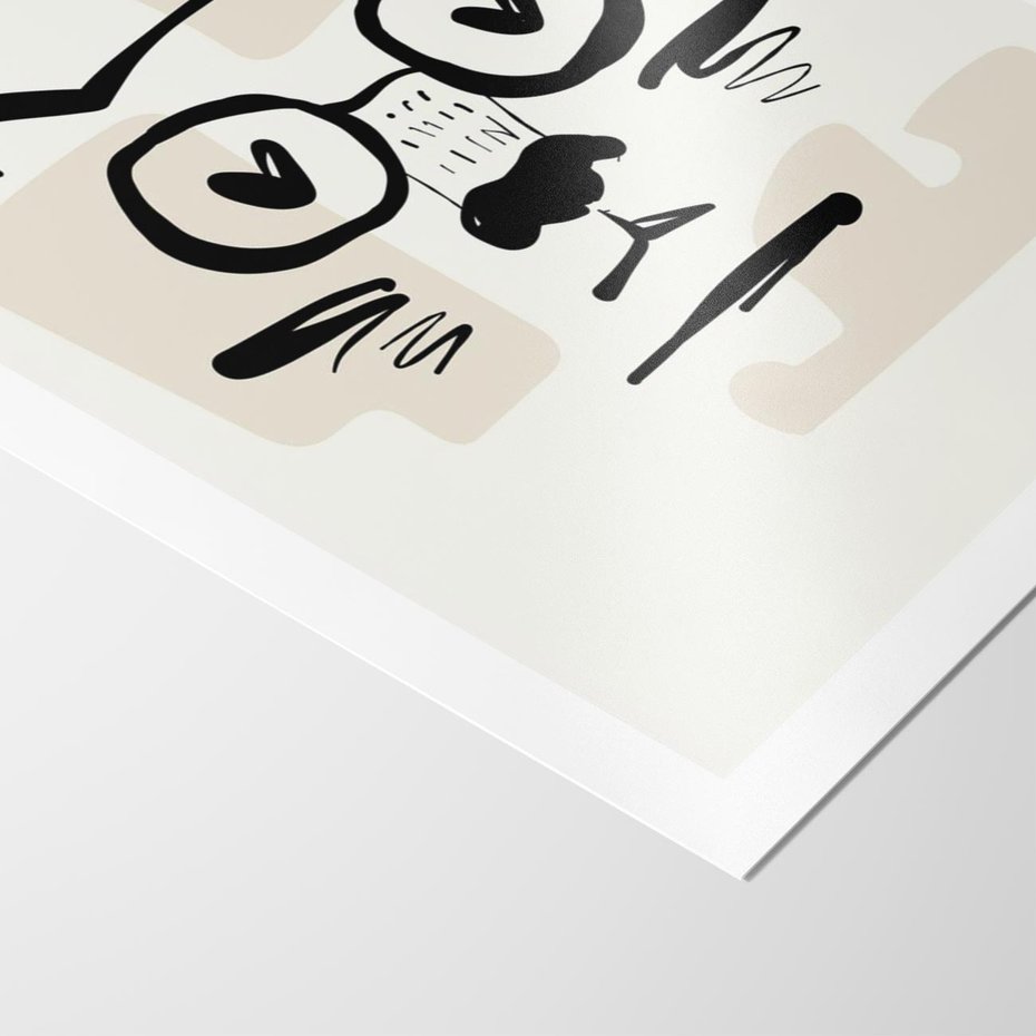 Plakat bez ramy 21x30 - Minimalistyczny Kot: Czarna Kreska - kot, grafika