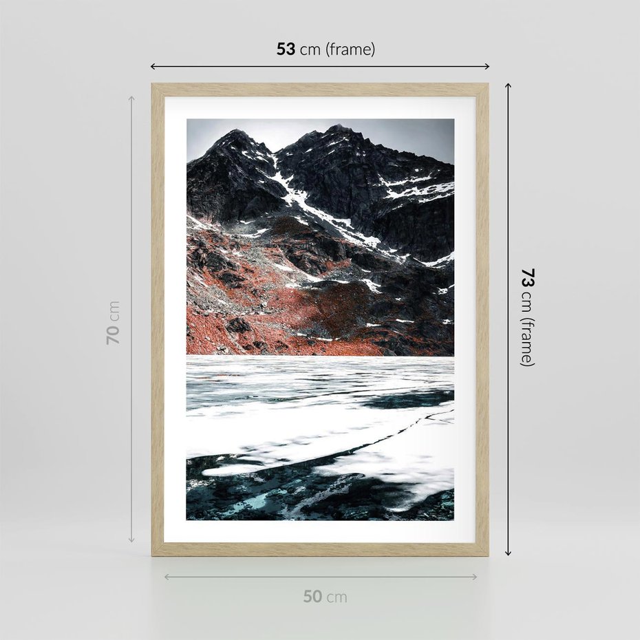 Plakat w ramie 50x70 - Śnieżna Opowieść - górski krajobraz, zima w górach - rama drewno