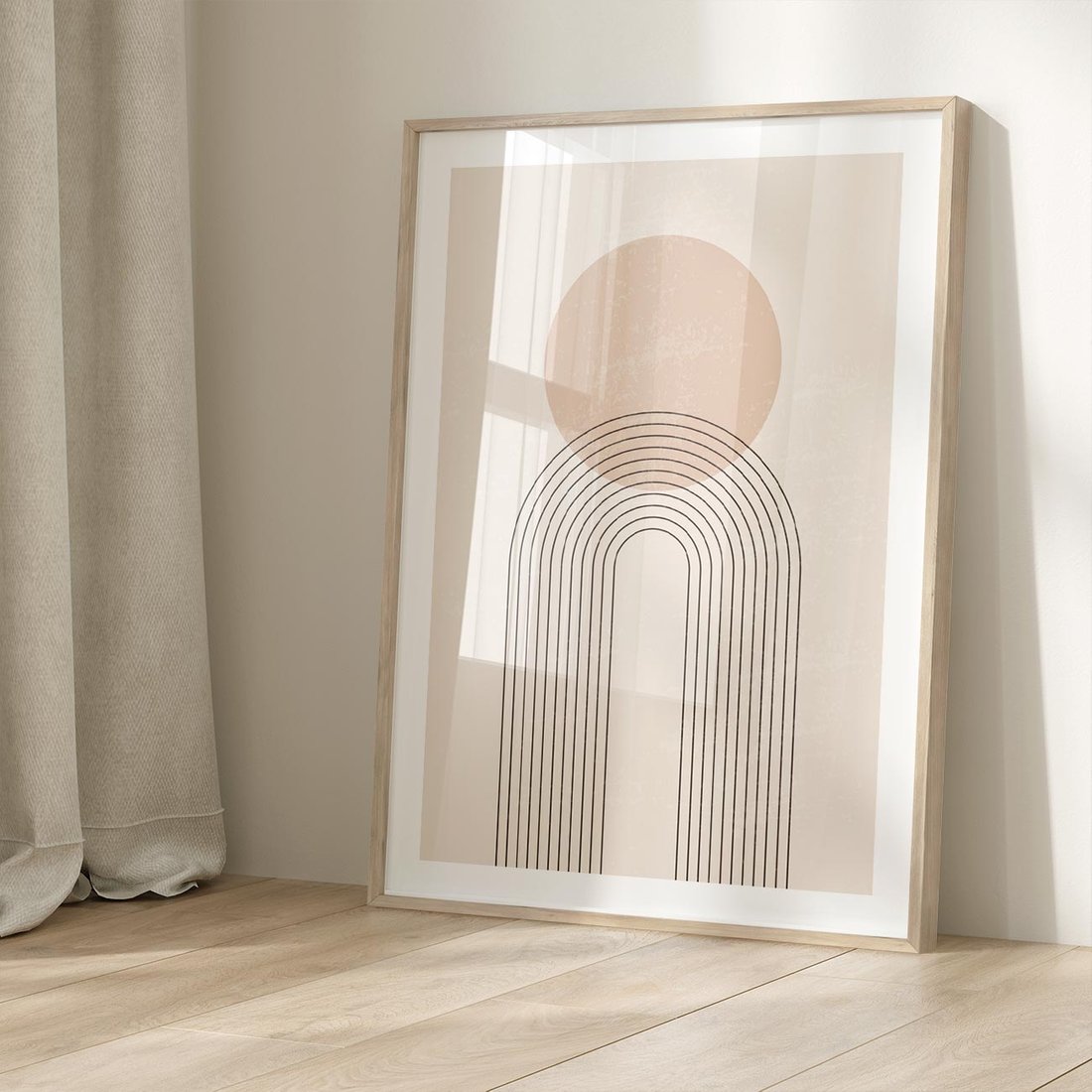 Plakat w ramie 50x70 - Konturem Zdefiniowane - boho plakat, minimalizm - rama drewno