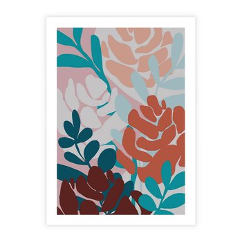 Plakat bez ramy 21x30 - Impresje Kształtów - abstrakcyjna kompozycja kwiatowych form, kolor zgaszone