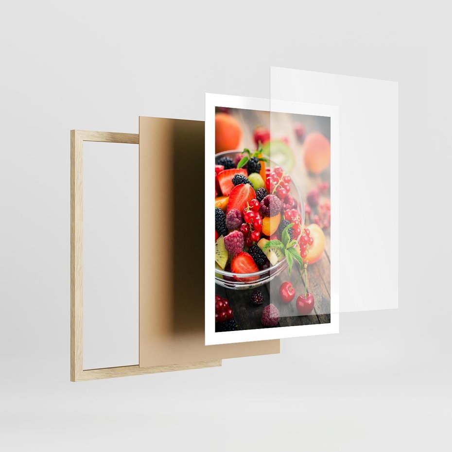 Plakat w ramie 50x70 - Smakowite Porywy - owoce, jedzenie - rama drewno