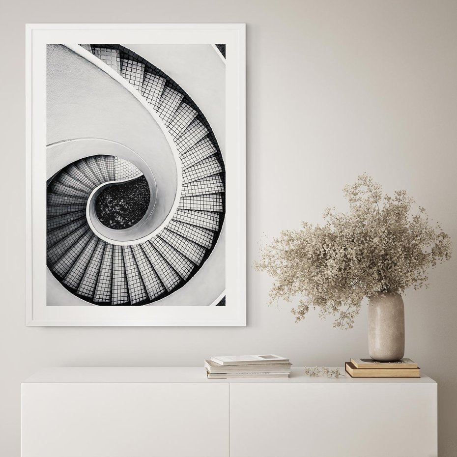 Plakat bez ramy 21x30 - Nowoczesne Schody: Kręcone Piękno - nowoczesna architektura, kręcone schody