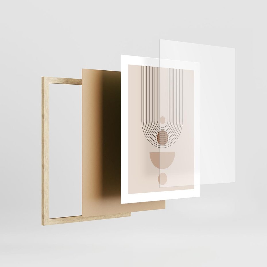 Plakat w ramie 30x40 - Strukturalne Kształty Postępu - boho plakat, minimalizm - rama drewno
