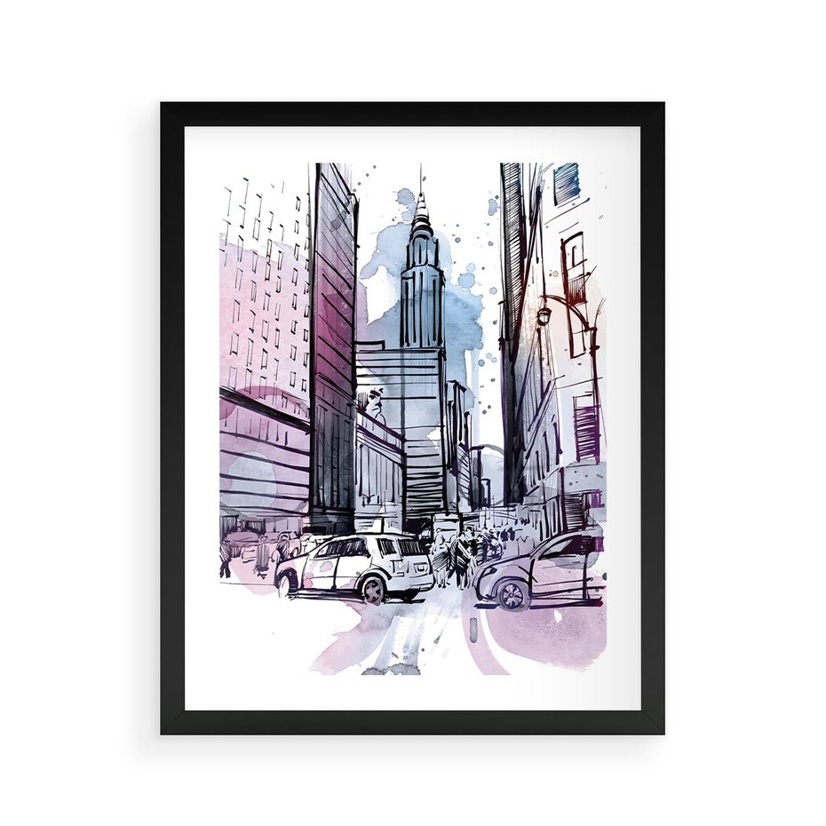 Plakat w ramie 40x50 - Miasto ożywione pulsującym życiem - szkocja, miasto - rama czarna