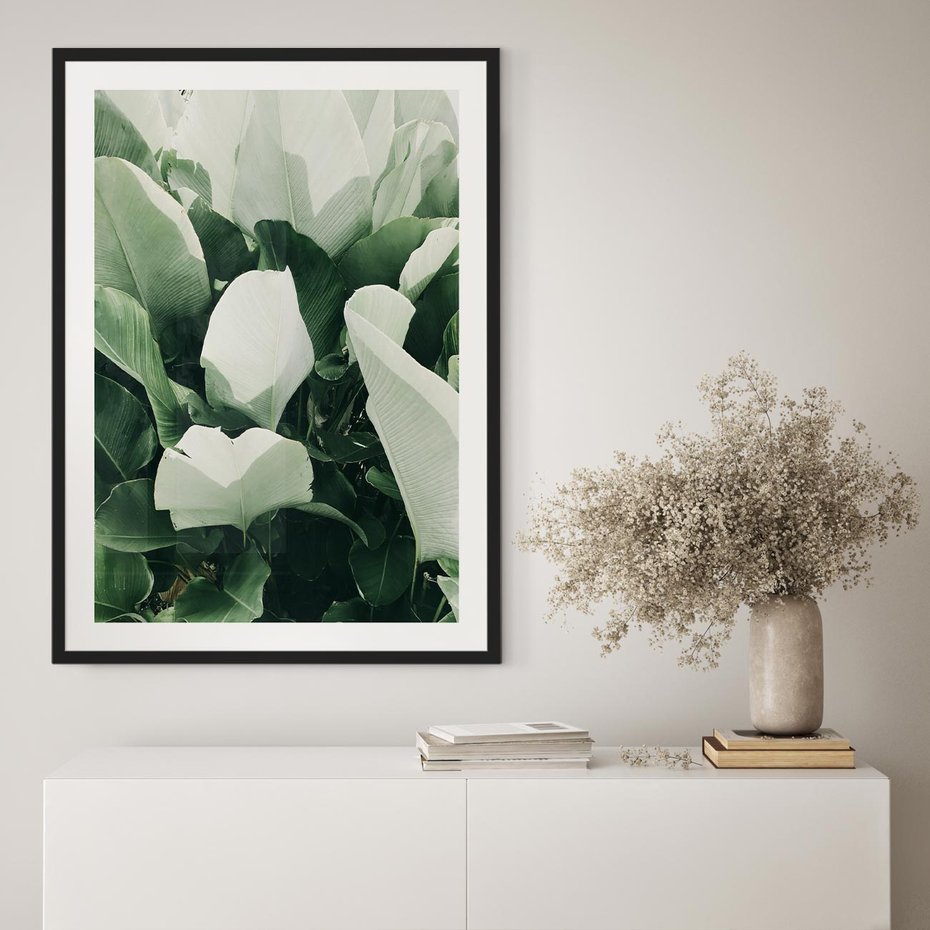 Plakat bez ramy 21x30 - Zgaszona Uroda Natury - zielone liście, zgaszona zieleń