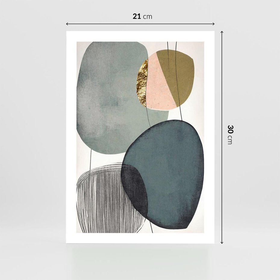 Plakat bez ramy 21x30 - Przenikające Formy Duszy - abstrakcyjny obraz, geometryczne obłe formy