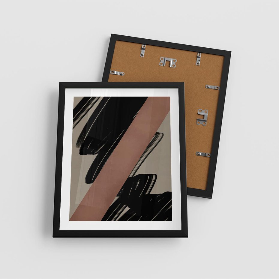 Plakat w ramie 40x50 - Mroczne Refrakcje - abstrakcja, czarne splatane linie - rama czarna