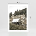 Plakat bez ramy 30x40 - Ustronne Chatki w Górach - rustykalne domki w górach, sepia