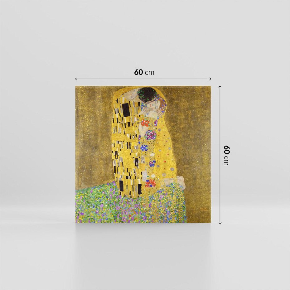 Obraz na płótnie 60x60 - "Pocałunek" (1907–1908) Gustav Klimt - Reprodukcja - reprodukcja, obraz na płótnie