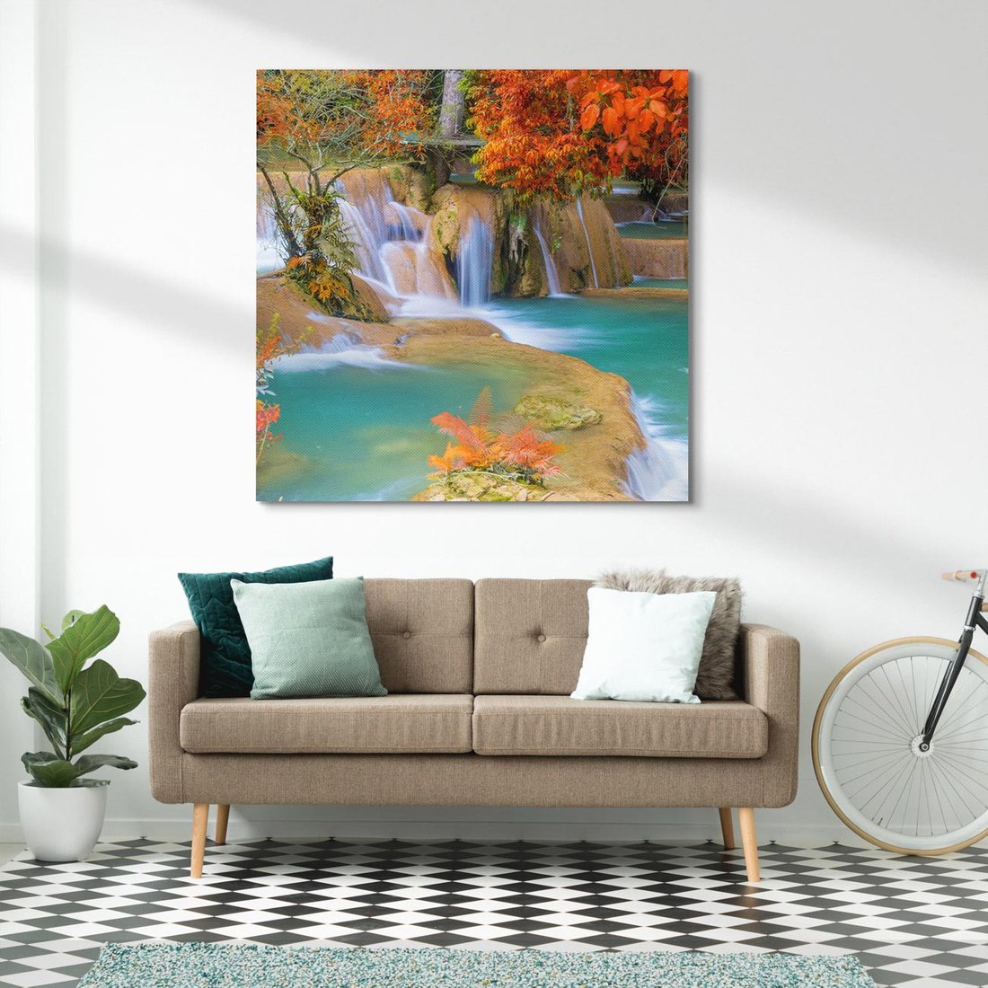 Obraz na płótnie 70x70 - Urok laotańskiego wodospadu - Laos, Azja