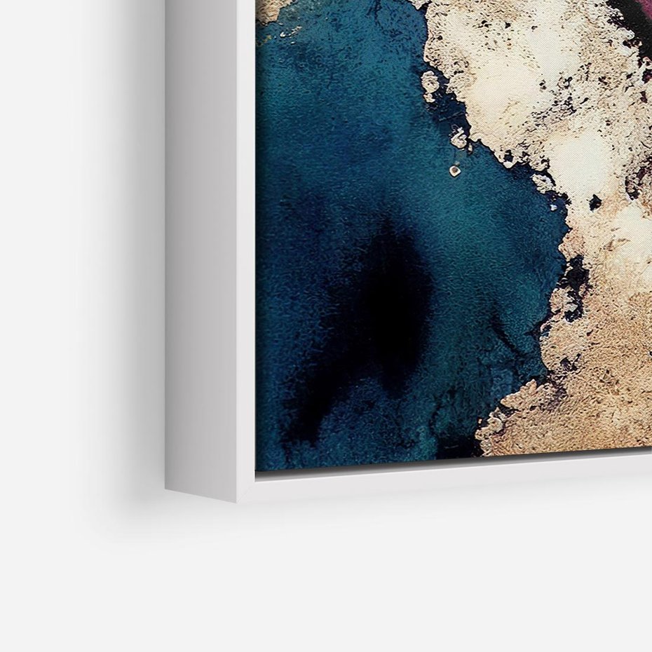 Obraz w ramie 80x80 - Elegancki Impuls - abstrakcyjne plamy, rozlana farba - rama biała