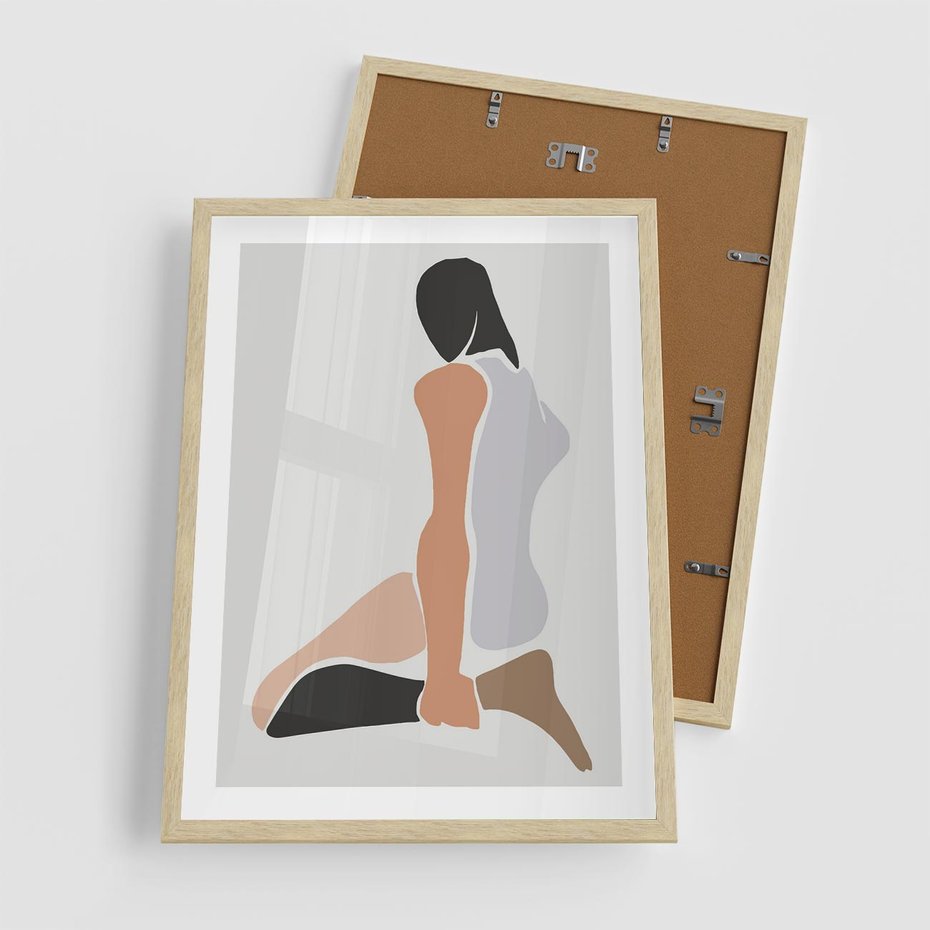 Plakat w ramie 50x70 - Widok Abstrakcyjny - abstrakcyjny obraz, minimalizm - rama drewno