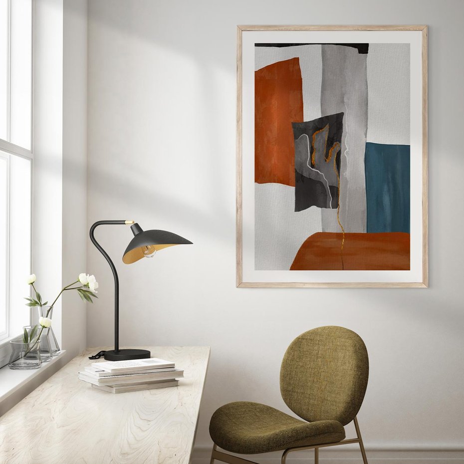 Plakat w ramie 30x40 - Nowoczesna geometria - nowoczesny, geometryczny - rama drewno