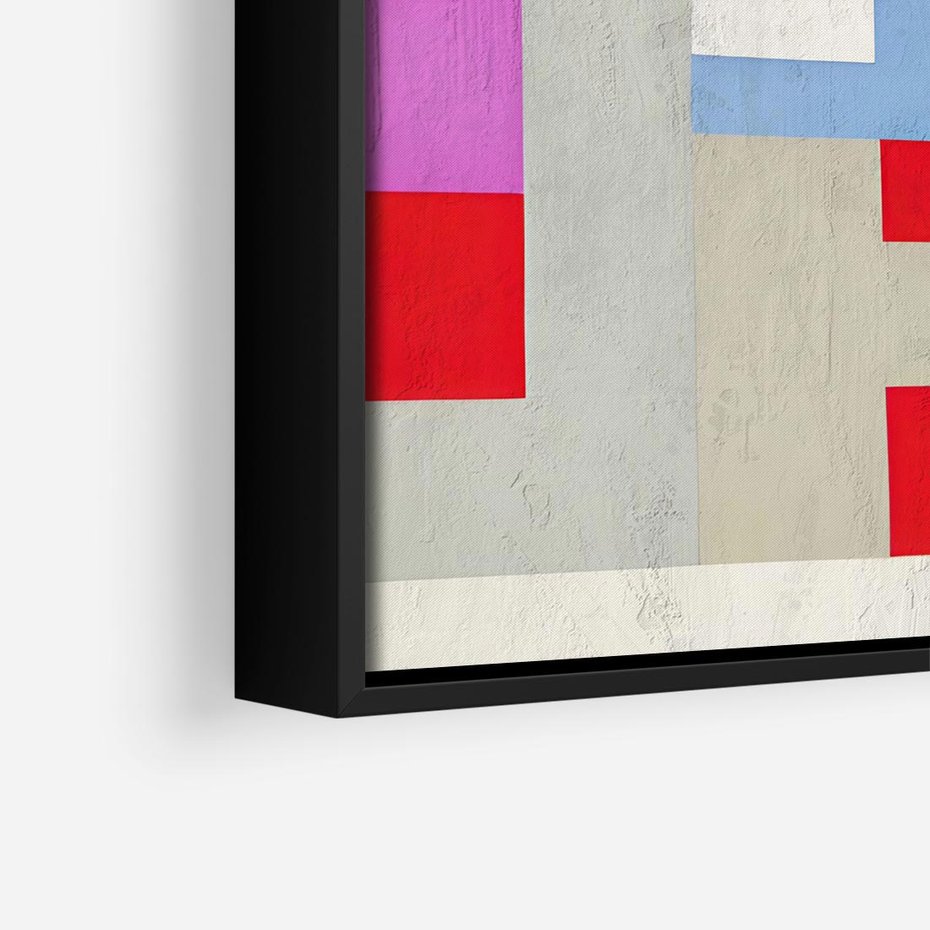 Obraz w ramie 50x50 - Bezczasowe Przenikanie Kształtów - abstrakcyjne geometryczne kształty, olejny obraz - rama czarna