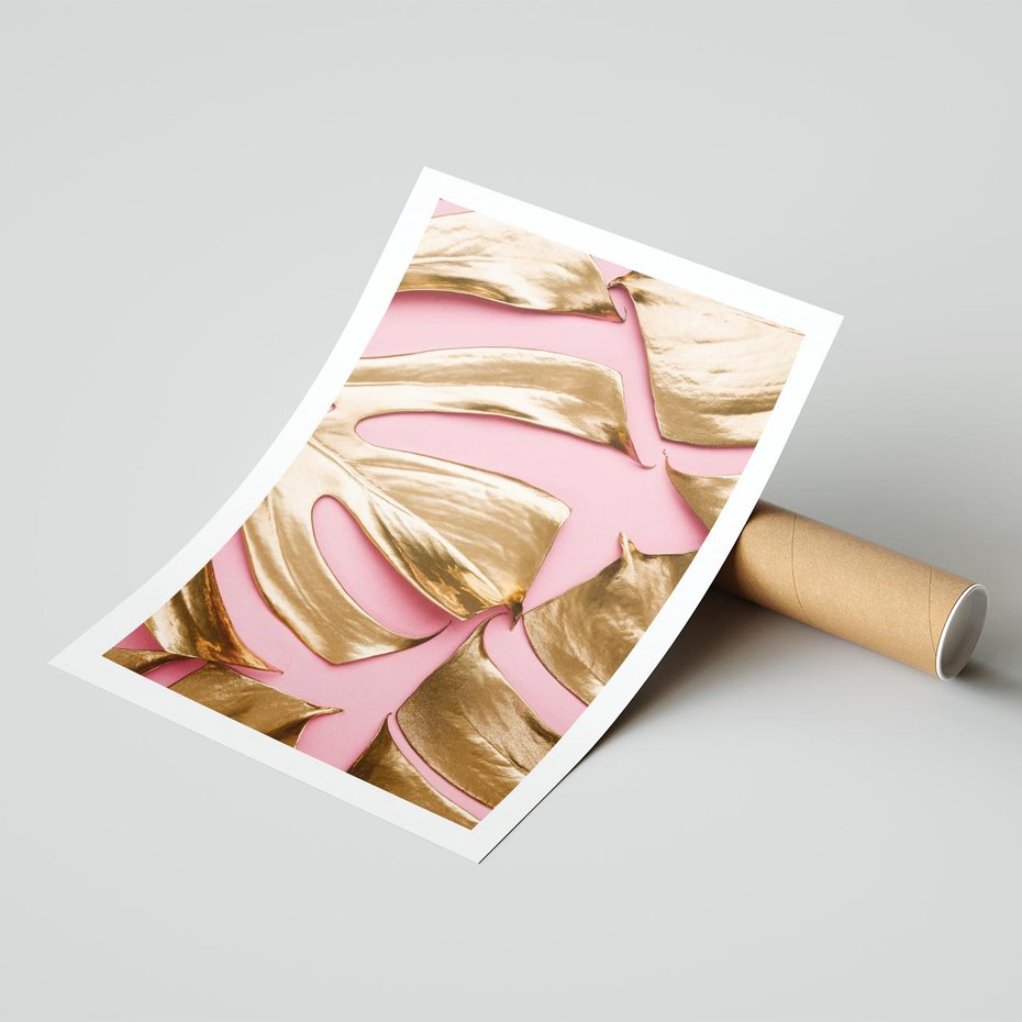 Plakat bez ramy 40x50 - Przyjemność w Naturze - złote, liście