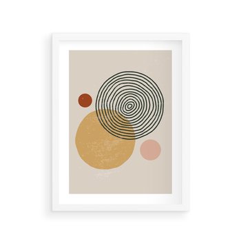Plakat w ramie 50x70 - Boho Światło - abstrakcyjna sztuka, boho kształty - rama biała