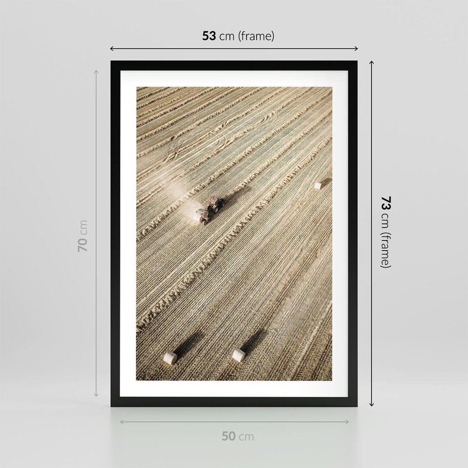 Plakat w ramie 50x70 - Rolnicza Praca - pole, traktor - rama czarna