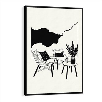 Obraz w ramie 50x70 - Boho Elegancja - boho wnętrze, salon - rama czarna