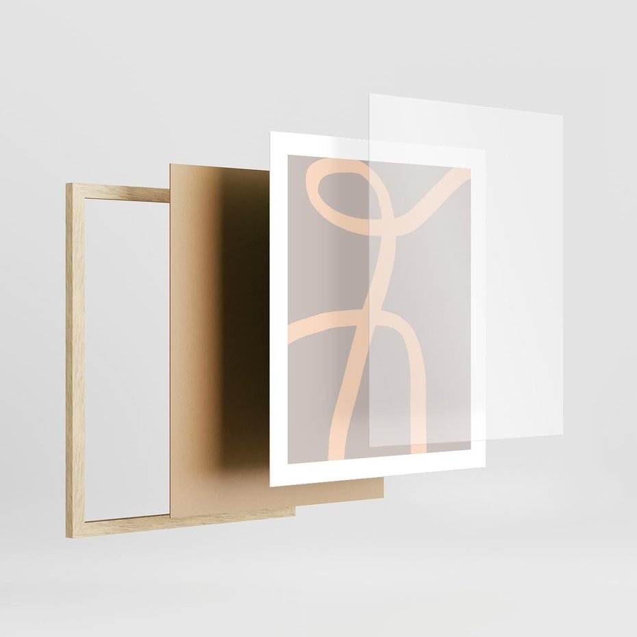 Plakat w ramie 40x50 - Beżowe Boho Zaplątanie - minimalistyczny obraz, nowoczesny - rama drewno