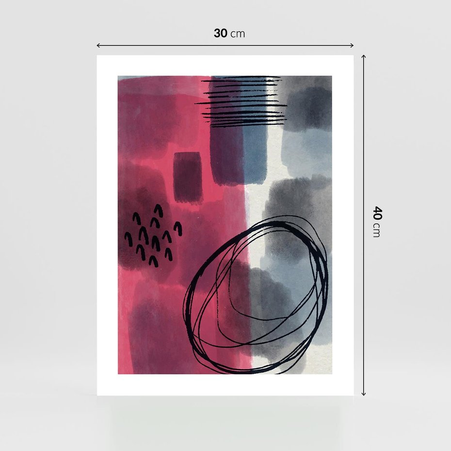 Plakat bez ramy 30x40 - Formy w Różu i Granacie - abstrakcja, różne formy