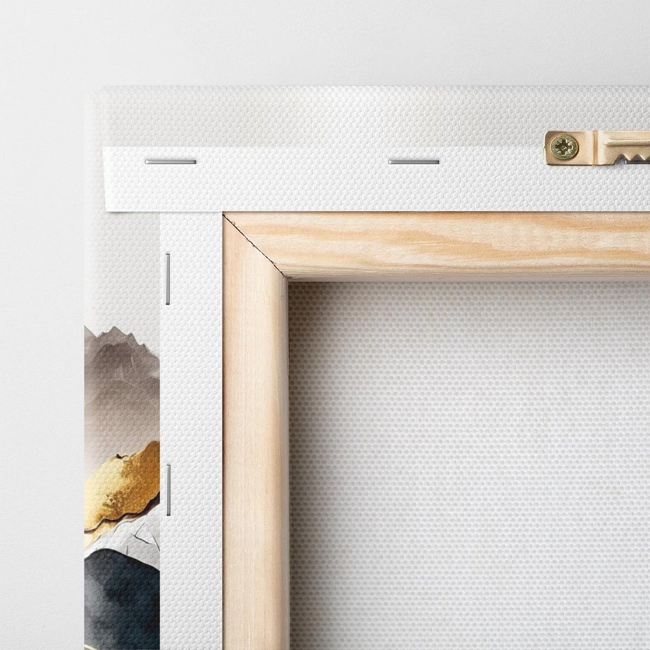 Obraz na płótnie 120x40 - Złote Góry - akwarela, graficzne góry