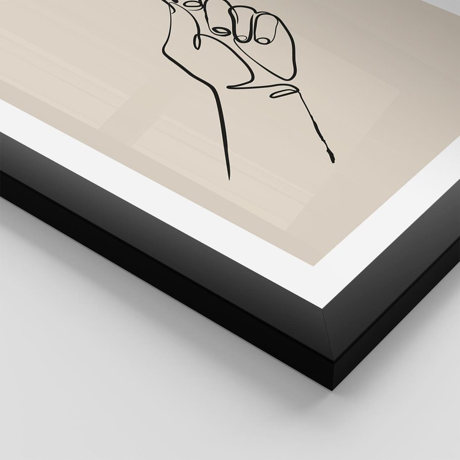 Plakat w ramie 50x70 - Szkic Kwiatu - kwiat w dłoni, szkic - rama czarna