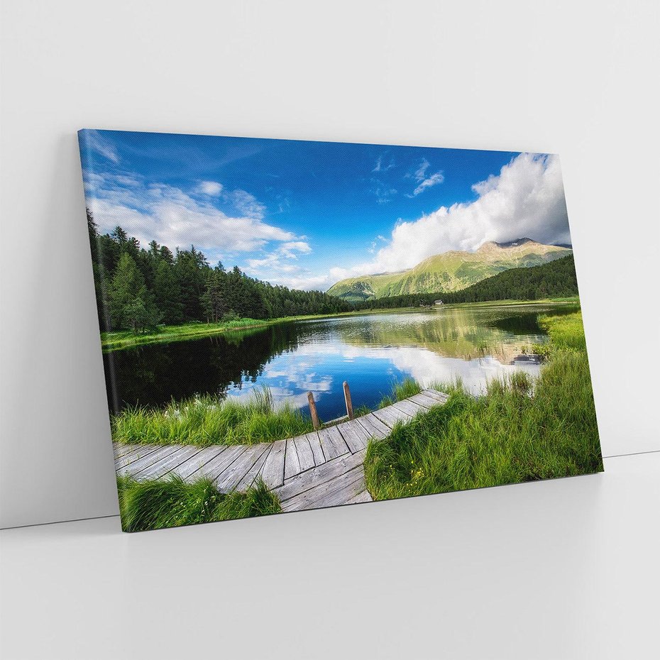 Obraz na płótnie 120x80 - Góry nad jeziorem: Spokój natury - góry, jezioro