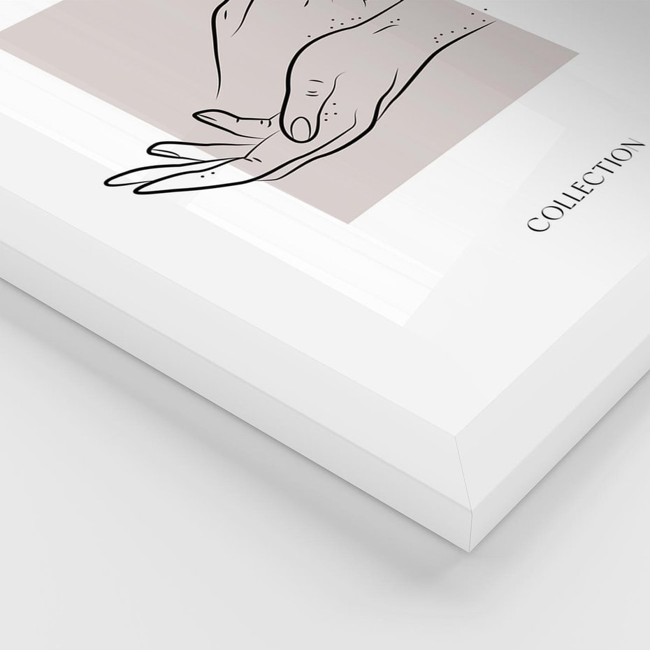 Plakat w ramie 50x70 - Wibracje Nieprzewidywalnych Form - bogo plakat, dłonie - rama biała