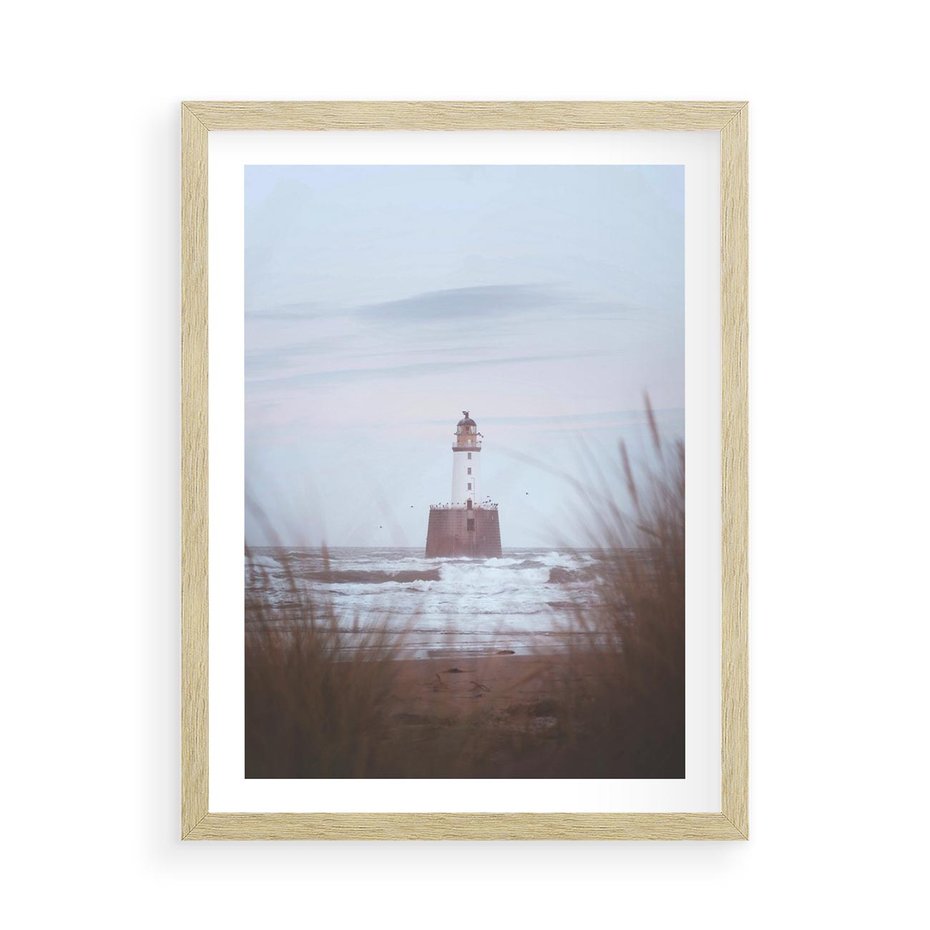 Plakat w ramie 50x70 - Magiczna Aura - latarnia, mgła - rama drewno