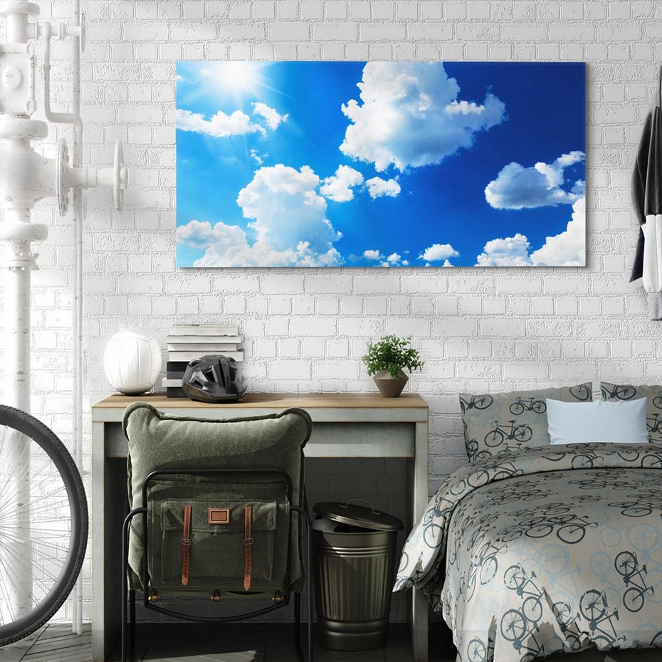 Obraz na płótnie 100x50 - Niebiańska panorama: Słońce, niebo i chmury - niebo, słońce