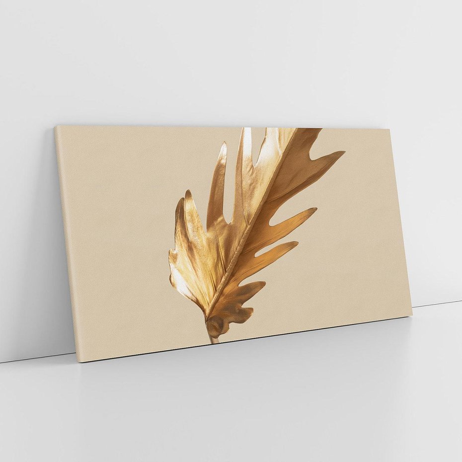 Obraz na płótnie 120x60 - Piękno w Detalu - złoty, liść