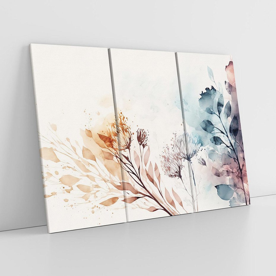 Obraz na płótnie 120x80 - Nostalgiczne tańce pędzla - akwarelowe kwiaty, gałęzie
