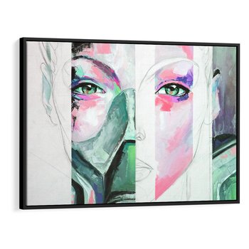 Obraz w ramie 100x70 - Niezakończona Piękność - abstrakcyjny obraz olejny, portret kobiety - rama czarna