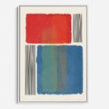 Obraz w ramie 50x70 - Kolorowe Spektrum - kolorowa geometria, prostokąty w intensywnych kształtach i czarne kreski - rama biała
