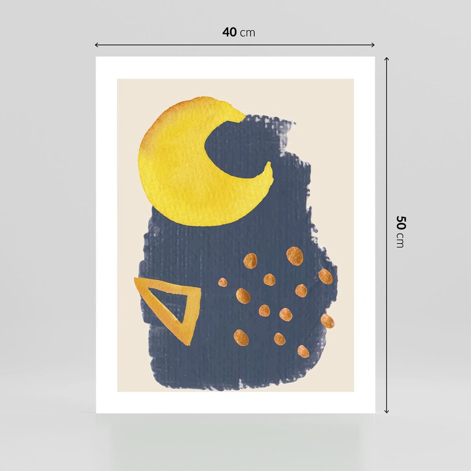 Plakat bez ramy 40x50 - Migocące Nocne Barwy - abstrakcyjna akwarelowa plama, granatowa