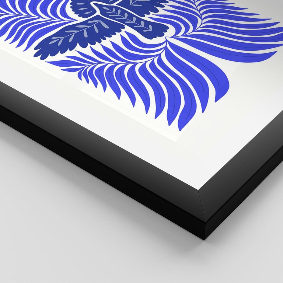 Plakat w ramie 30x40 - Etniczne Rekwizyty - etniczne roślinne wzory, granat - rama czarna