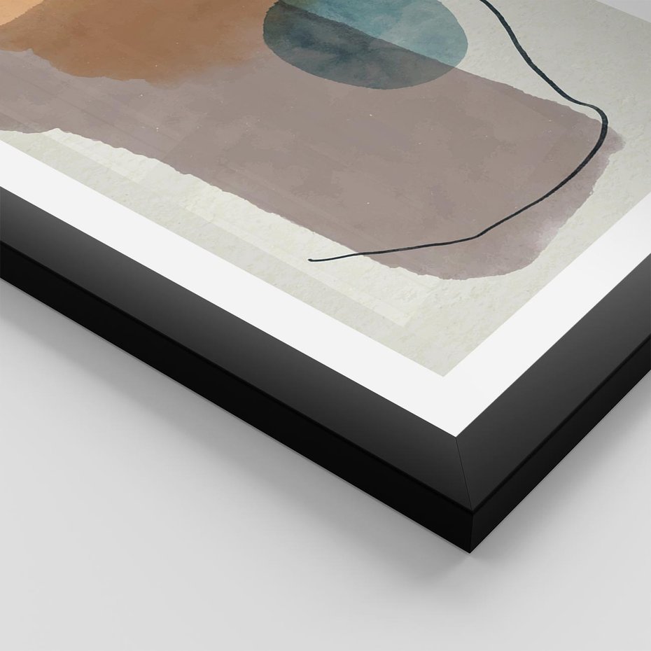 Plakat w ramie 50x70 - Rozkwitająca Akwarelowa Inspiracja - geometryczne elementy, stonowane ziemiste kolory - rama czarna