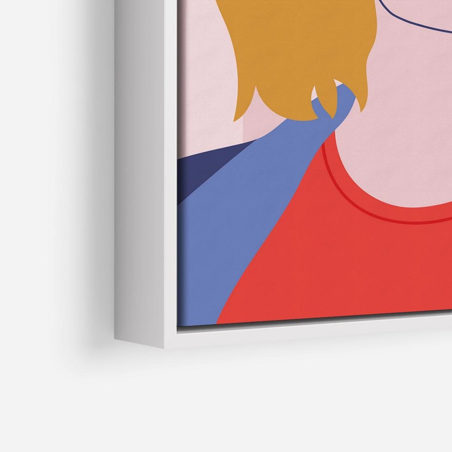 Obraz w ramie 50x50 - Kobieca Ekspresja - nowoczesny plakat, styl retro - rama biała