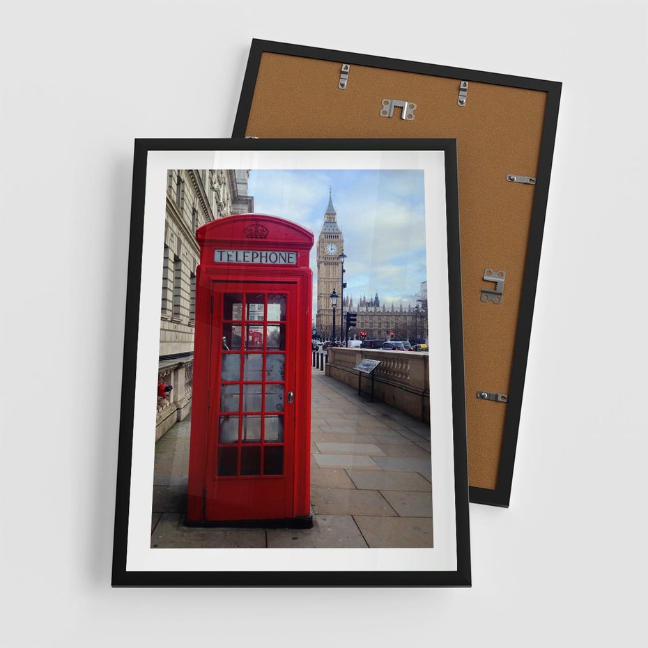 Plakat w ramie 50x70 - Londyńska budka telefoniczna - budka, telefoniczna - rama czarna