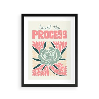 Plakat w ramie 50x70 - Rozbijające Barwy - abstrakcyjny pastelowy kwiat, wyrazista typografia - rama czarna