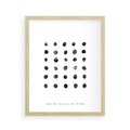 Plakat w ramie 40x50 - Boho Sztuka Wolości - minimalistyczny plakat, czarne kropki na białymtle - rama drewno