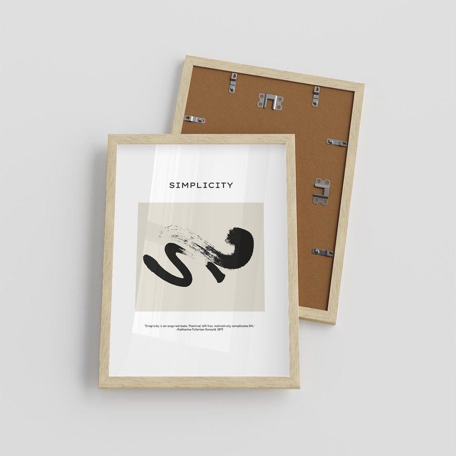 Plakat w ramie 30x40 - Prostota w kształcie - abstrakcja, maźnięcie farbą - rama drewno